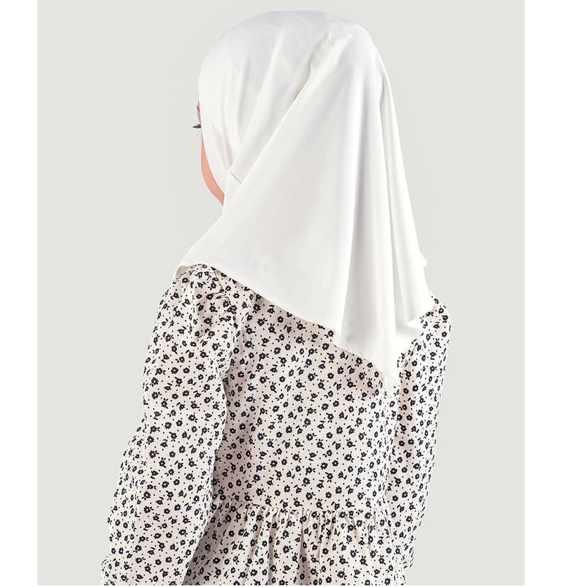 Modefa Islamic Girl Child Practical Amira Hijab Two Piece Muslim Scarf & Bonnet - Instant Easy Hijab (White) - Image 3